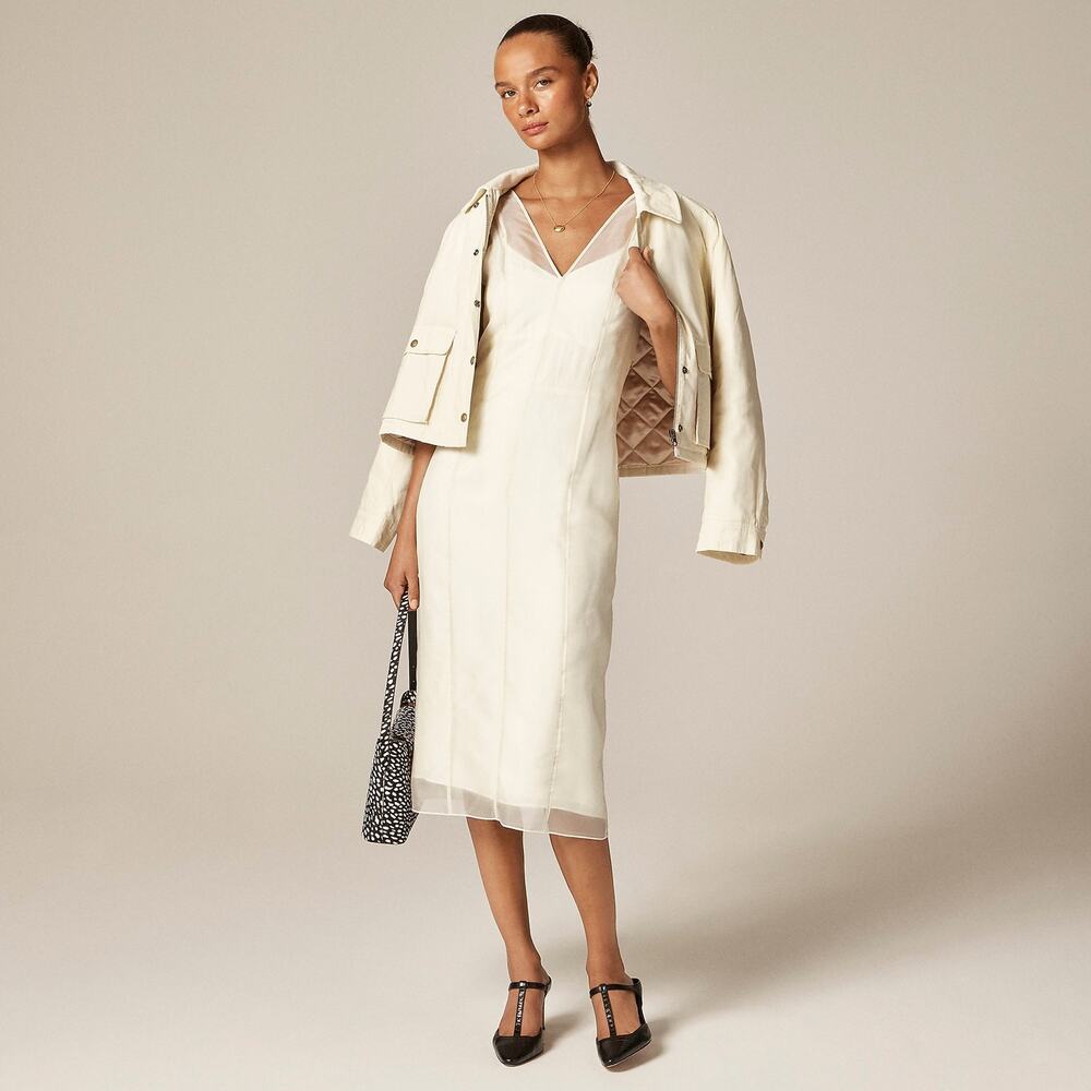 J. Crew Women's Ayered Organza Shift Midi Dress Ivory Lace Size 10 NWT - Picture 3 of 14